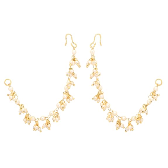 Sabisaachi White Single Line Earchain