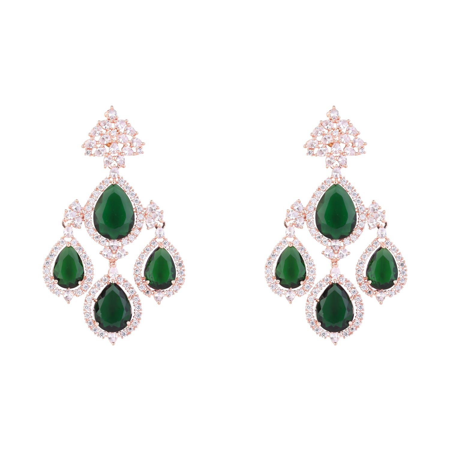 Shyla RoseGold Emerald Earrings