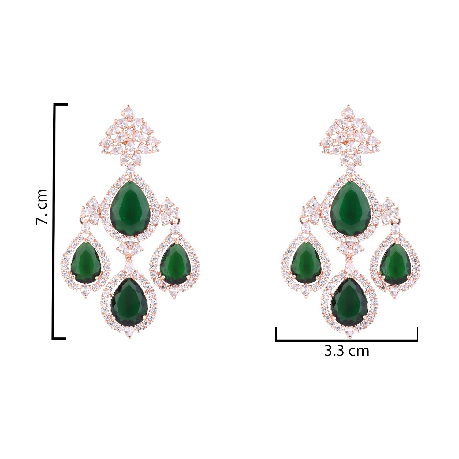 Shyla RoseGold Emerald Earrings