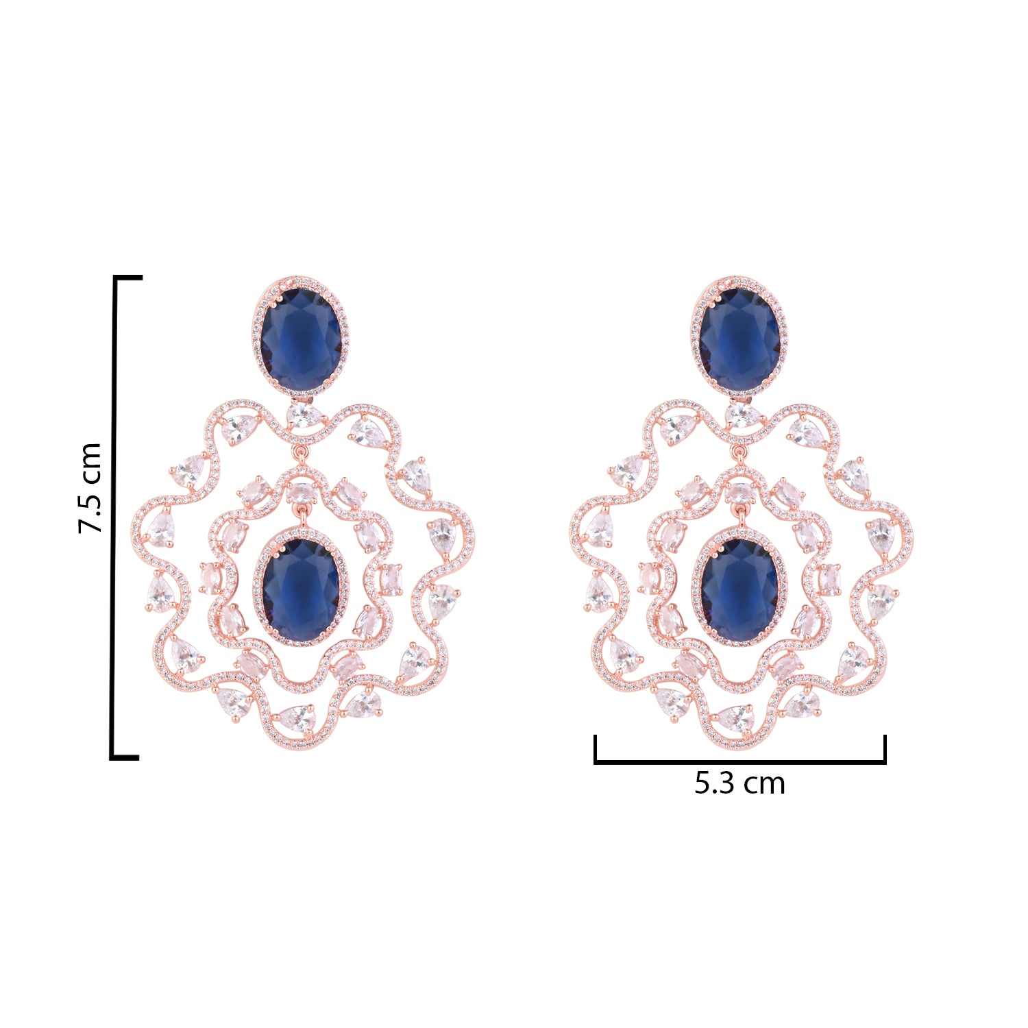 Nathalia Rosegold Blue Earrings