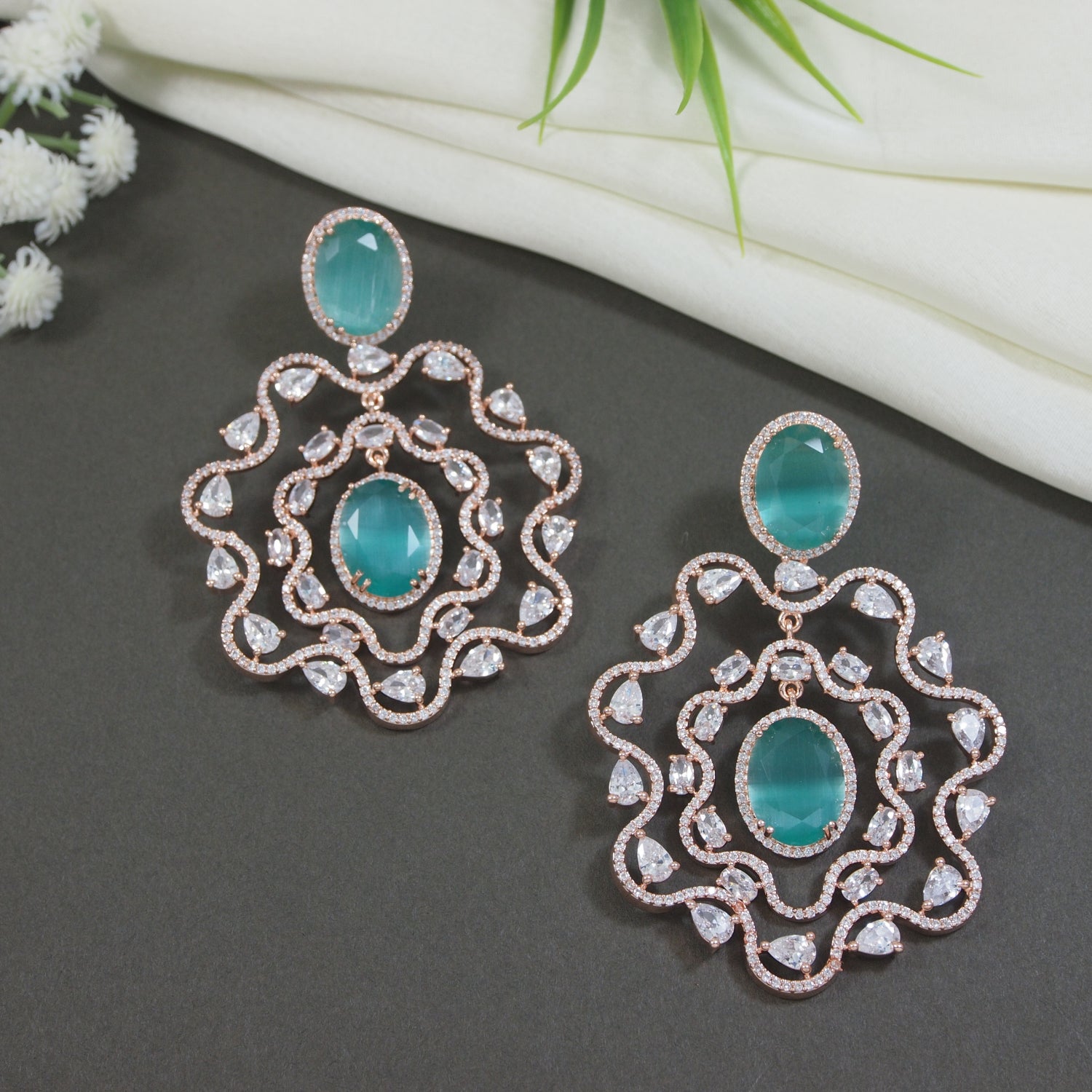 Nathalia Rosegold Mint Earrings
