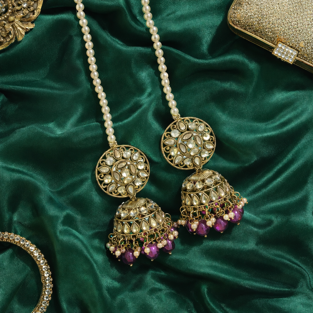 Vaishali Purple Earrings