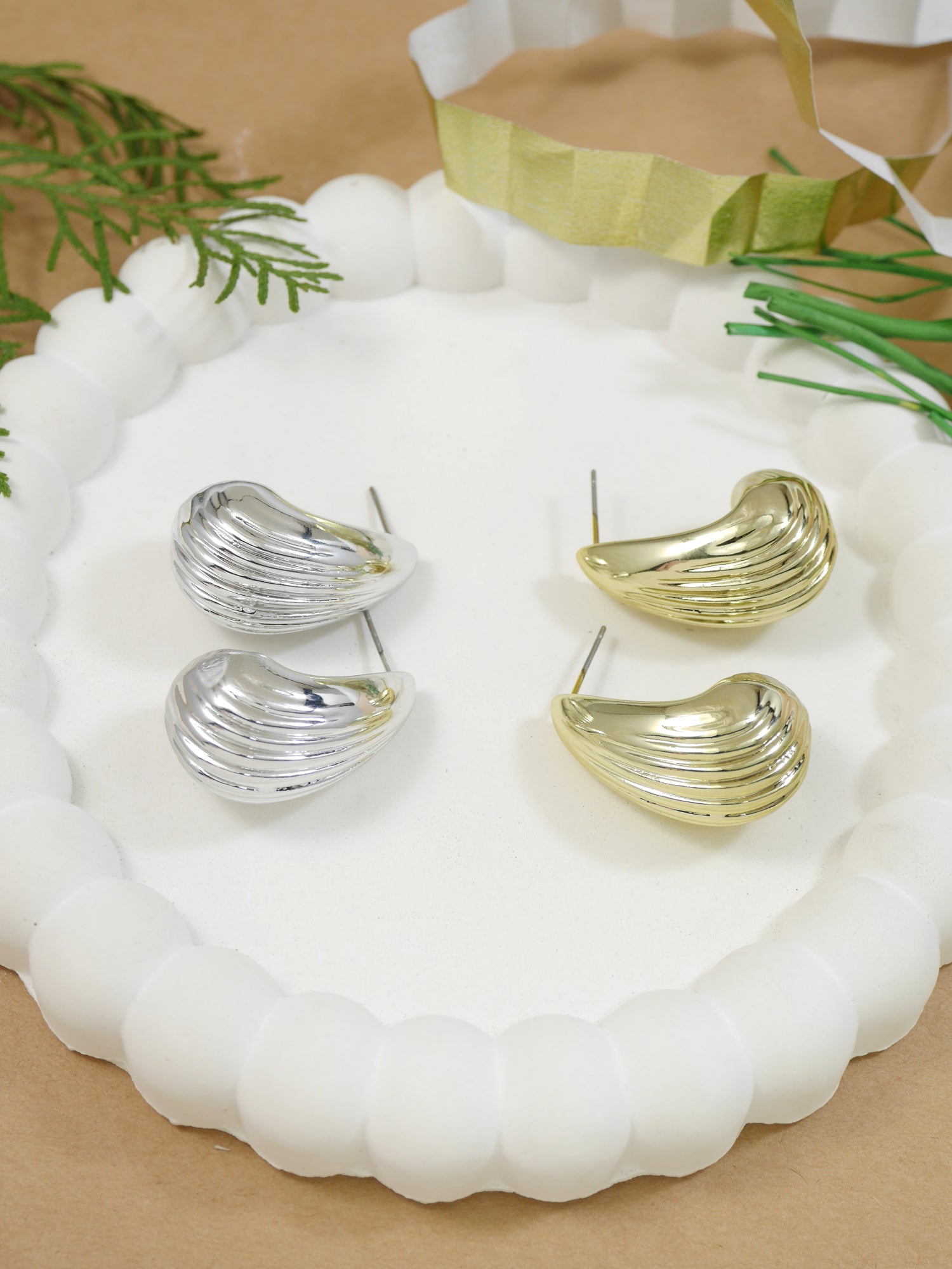 (Pack of 2) Golden & Silver Studs