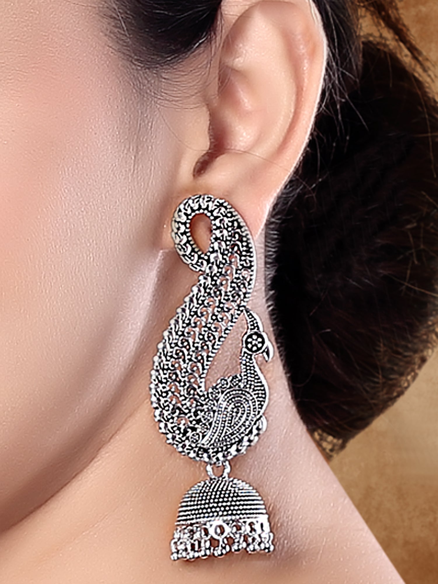 (Pack of 2) Silver Oxidised Earrings