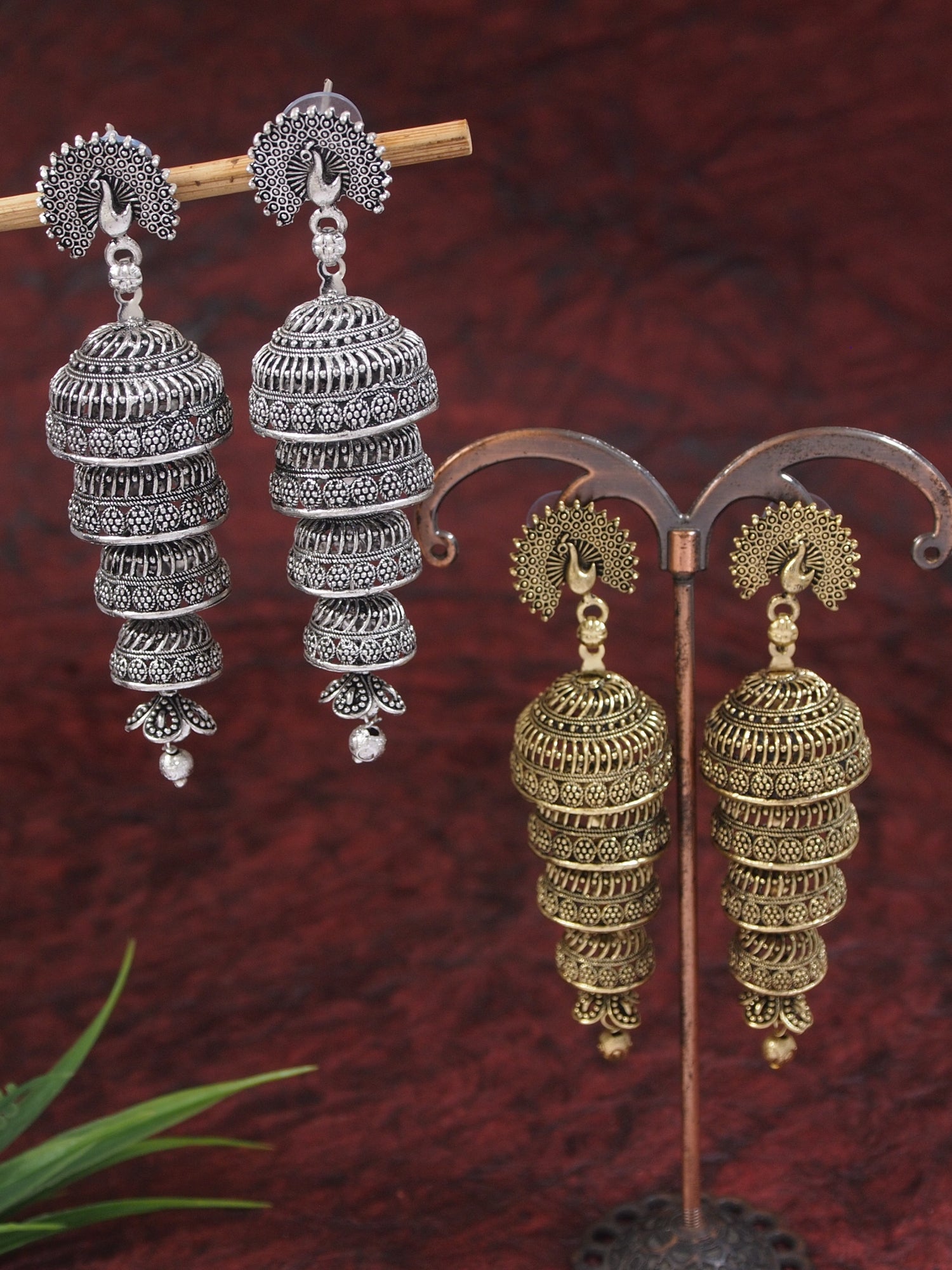 (Pack of 2) Silver & Gold Oxidised Earrings