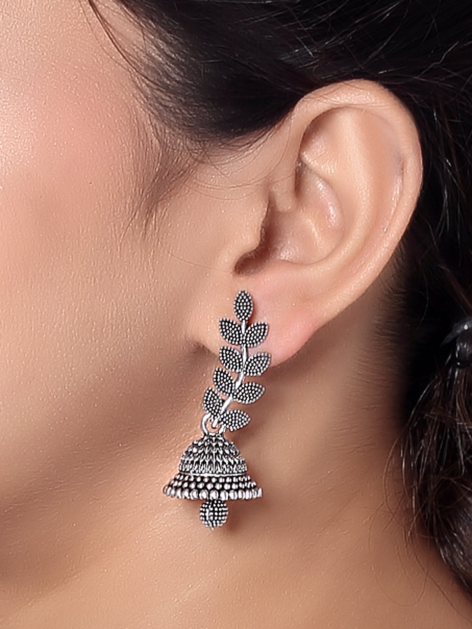 (Pack of 2) Silver Oxidised Earrings