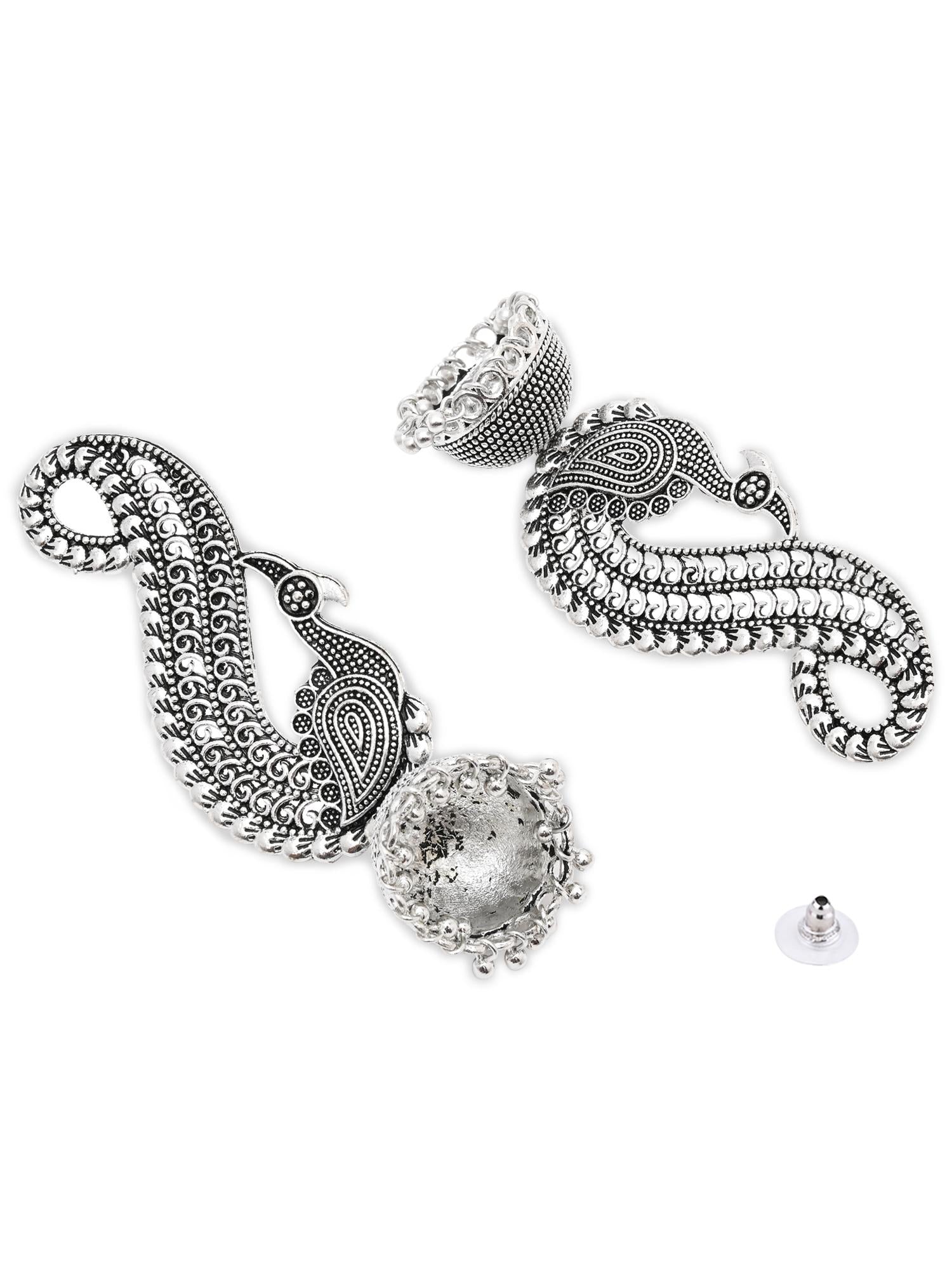 (Pack of 2) Silver Oxidised Earrings