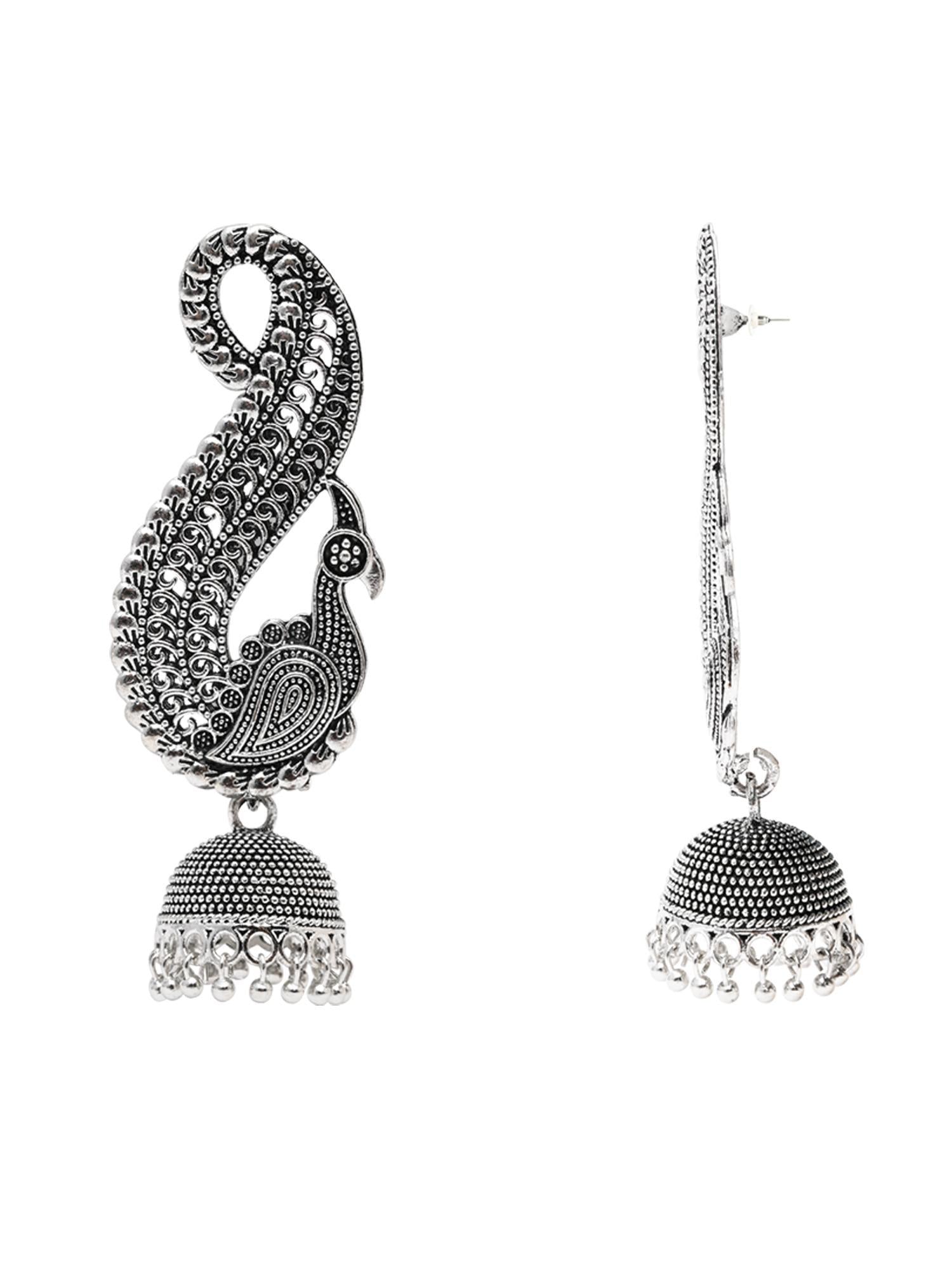 (Pack of 2) Silver Oxidised Earrings