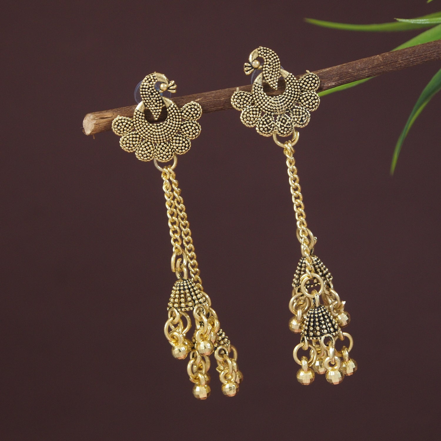 (Pack of 2) Gold+ Silver Oxidised Earrings