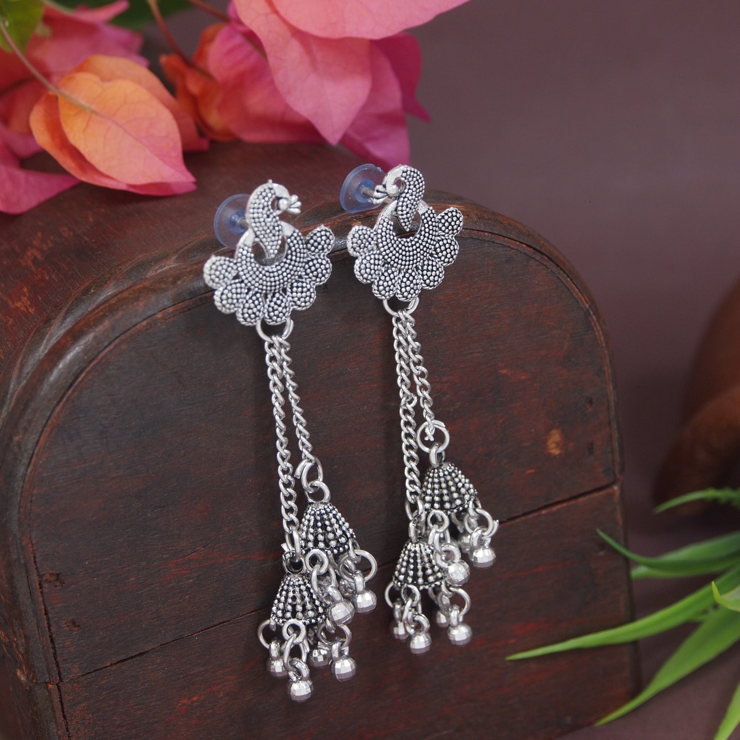(Pack of 2) Gold+ Silver Oxidised Earrings