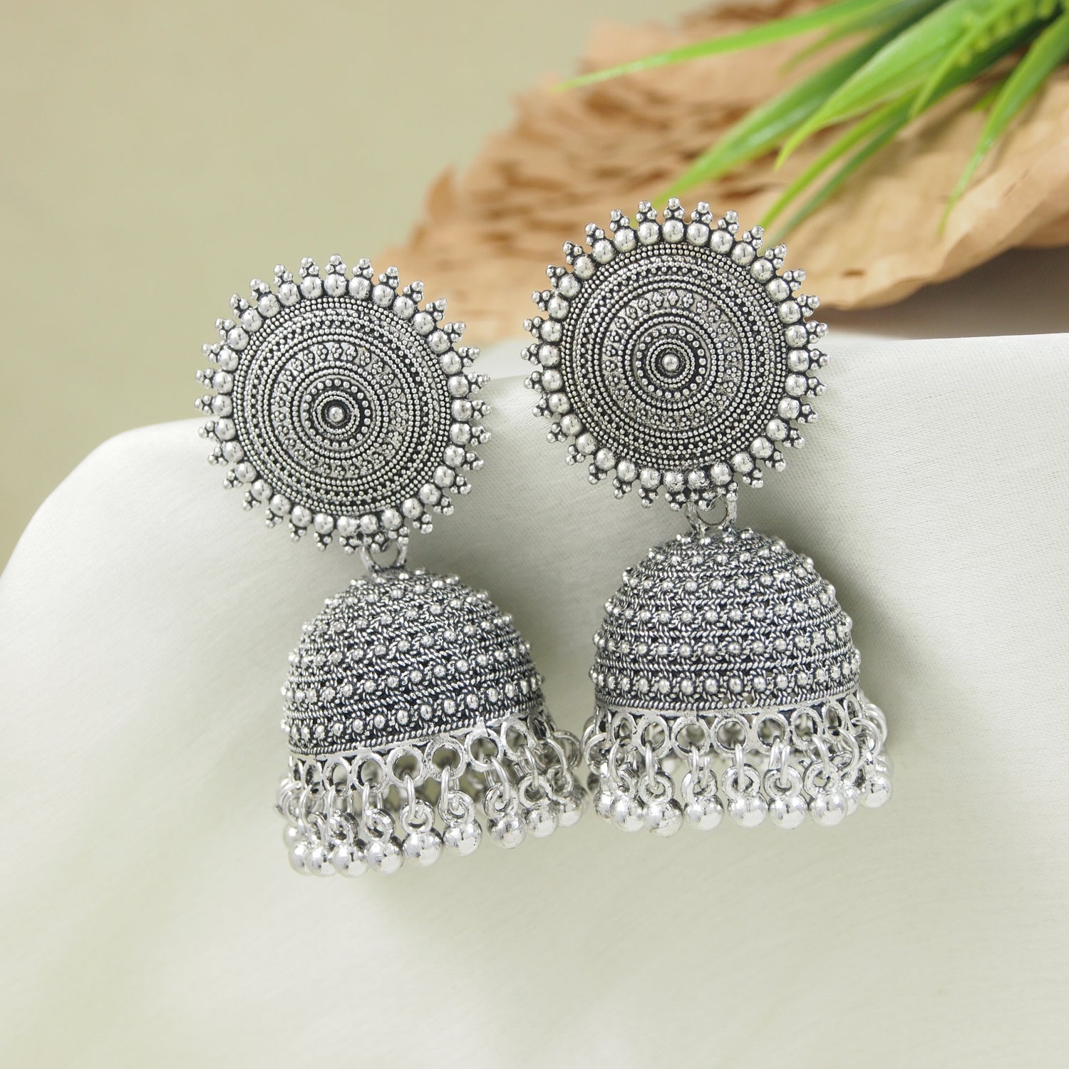 (Pack of 2) Gold & Silver Oxidised Earrings