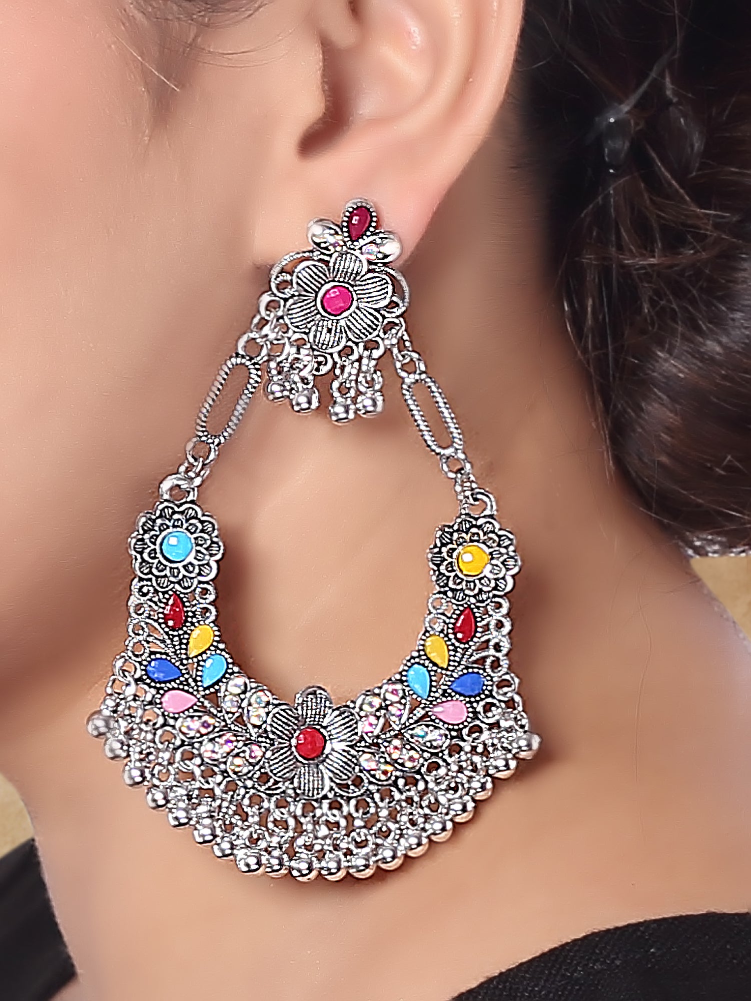 Vyusti Oxidised Earrings