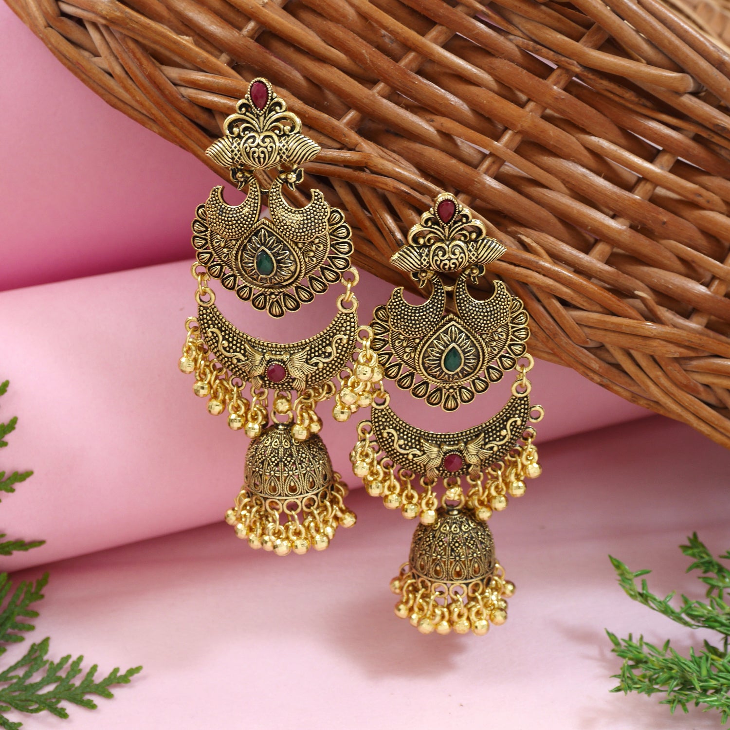 antique juhmka earrings layered
