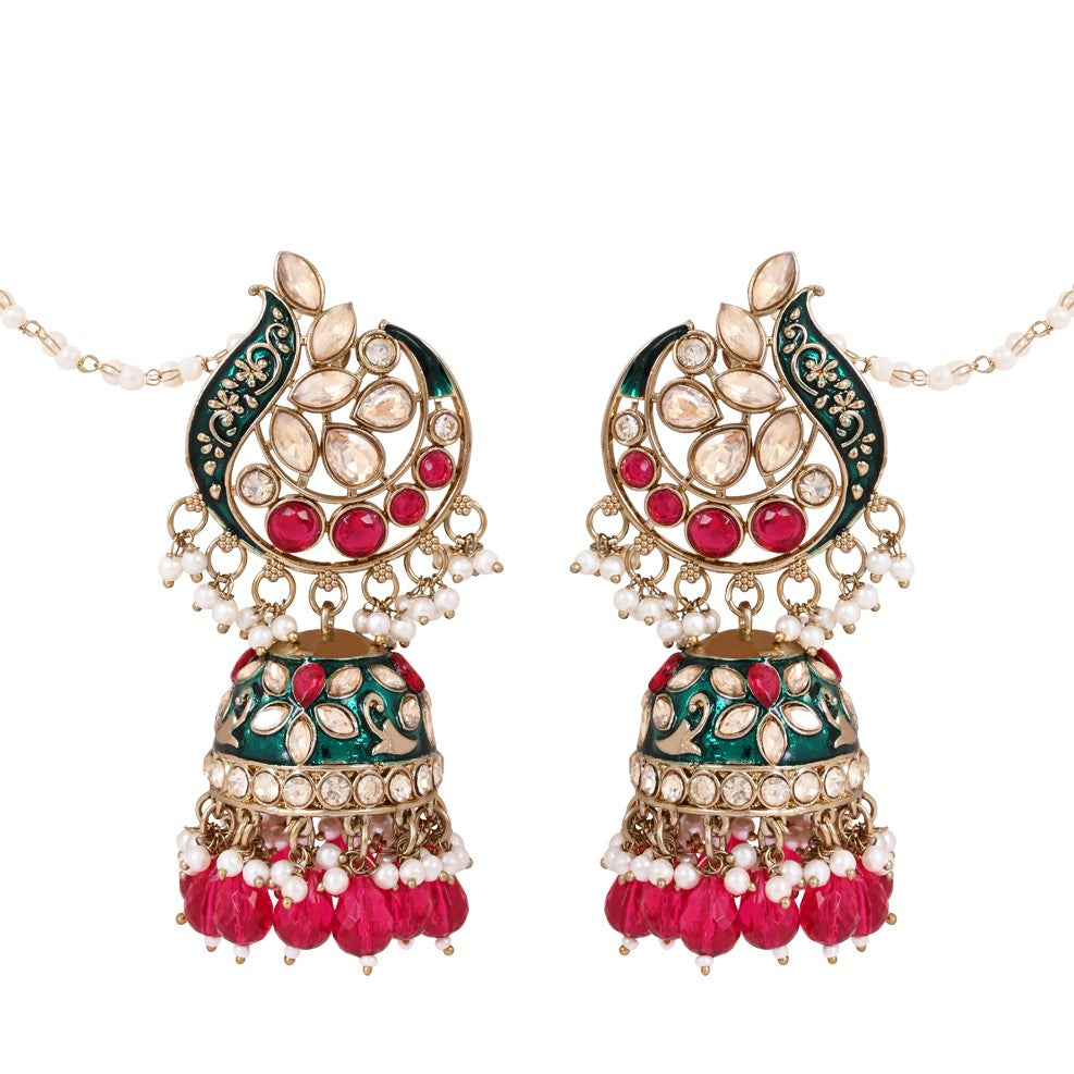 Traditional Jhumka with Pearl Tassels - Classic Earrings