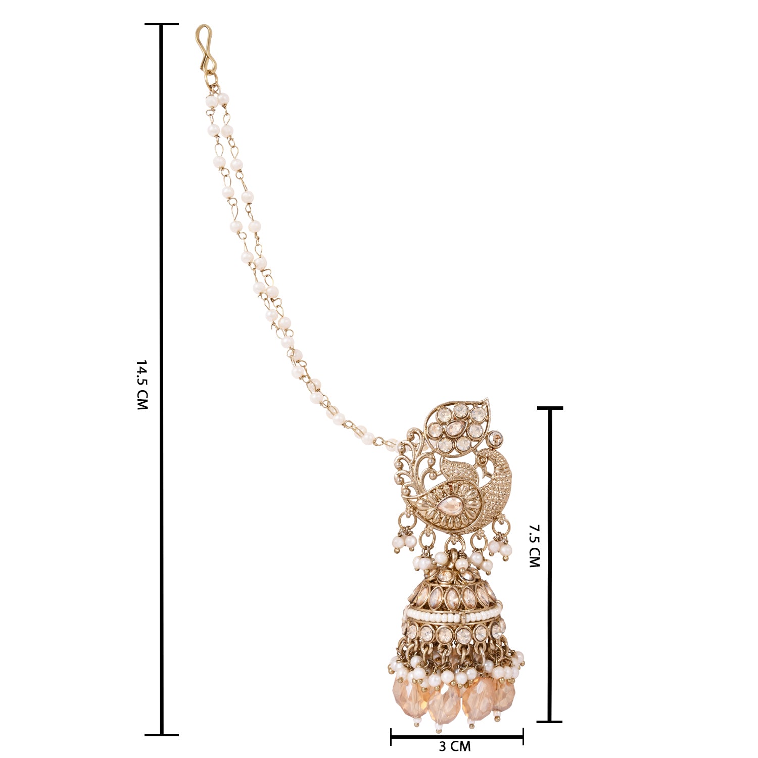 White Peacock Kundan Jhumka Earrings - With Earchain