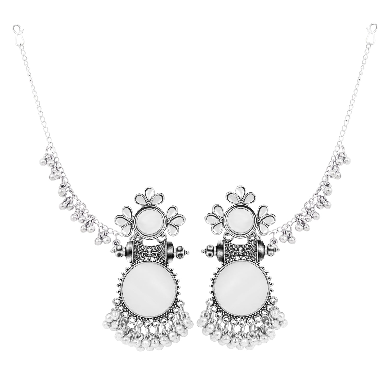 Sunehri Saaz – Ethnic Jhumka Oxidised Mirror Earrings
