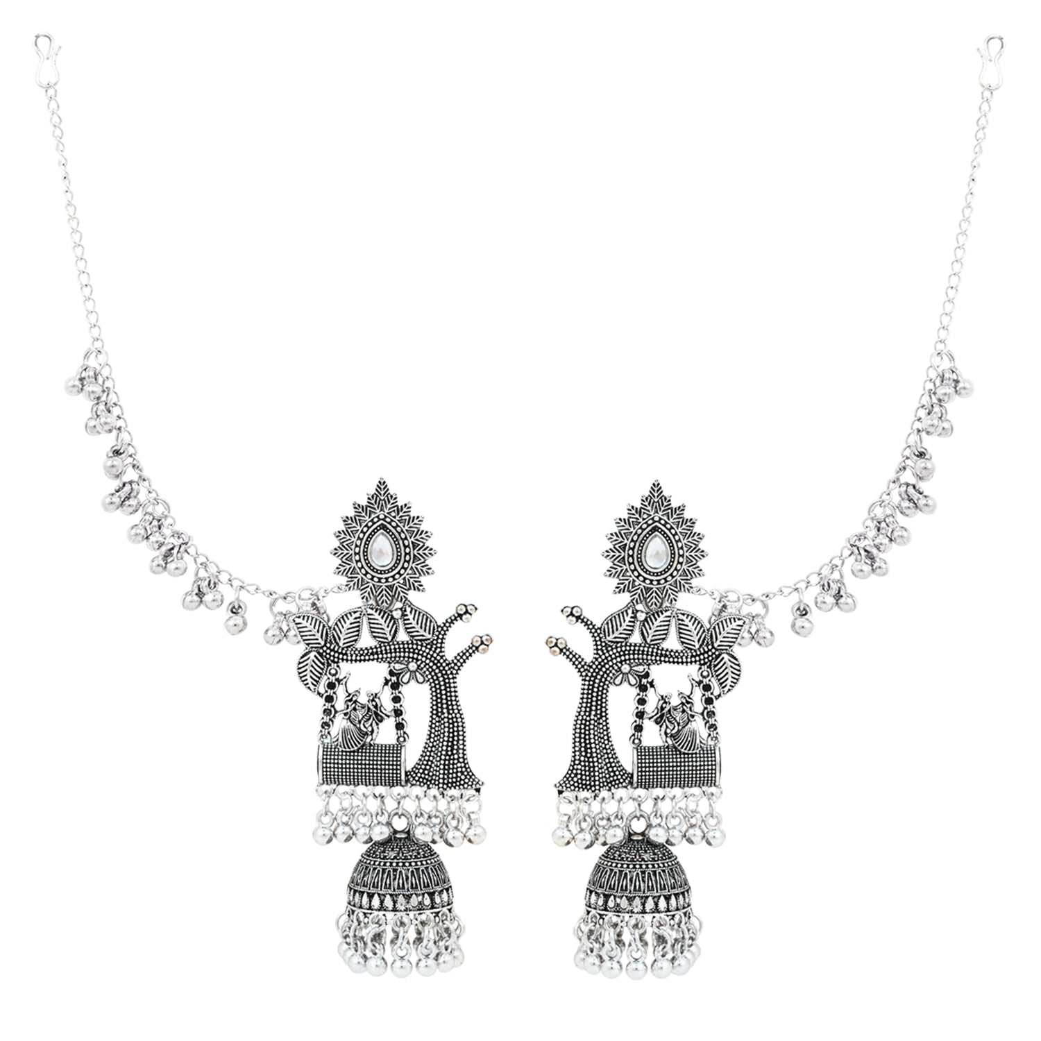 Saawan Ki Jhilmil - Radha Krishna Oxidised Jhumka Earrings