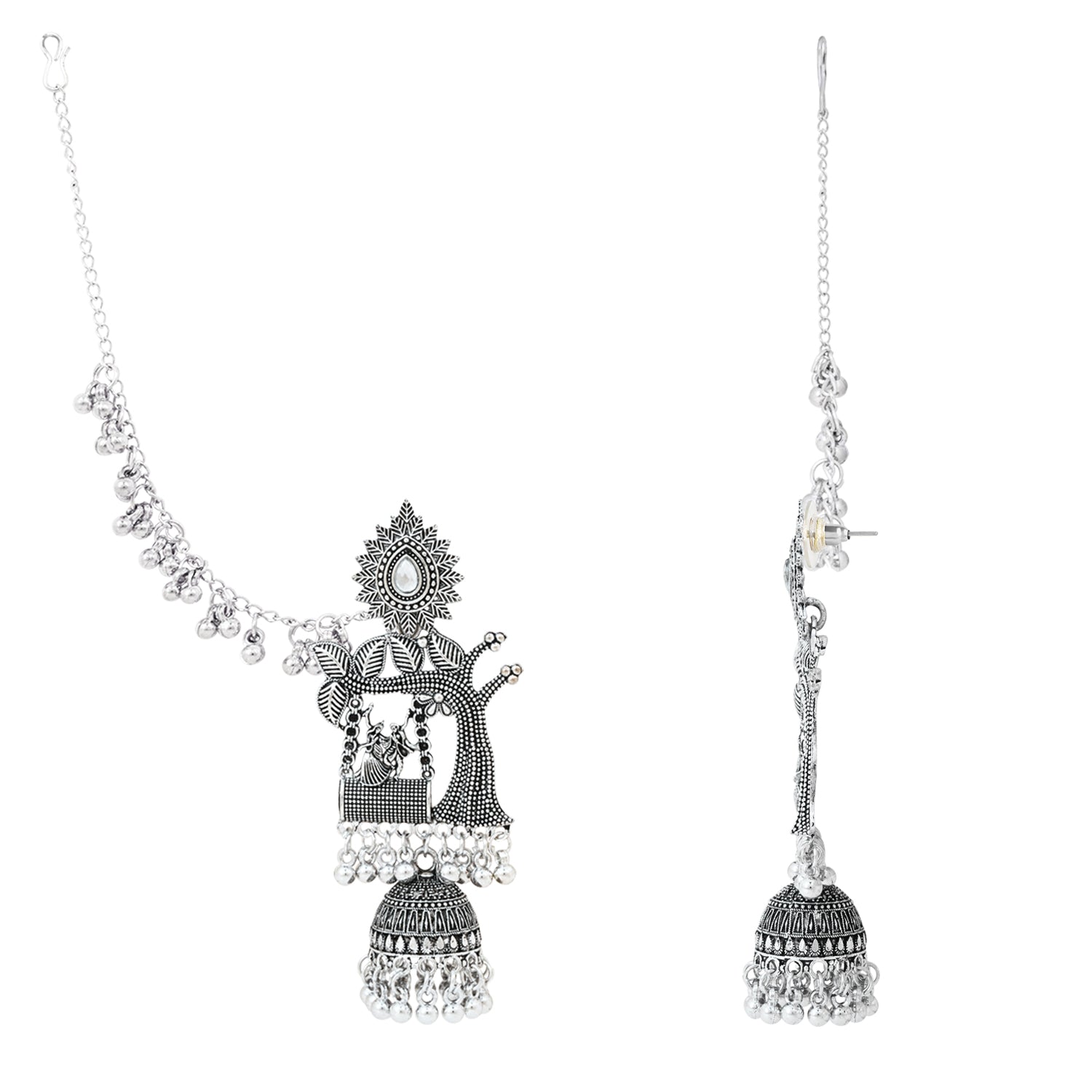 Saawan Ki Jhilmil - Radha Krishna Oxidised Jhumka Earrings