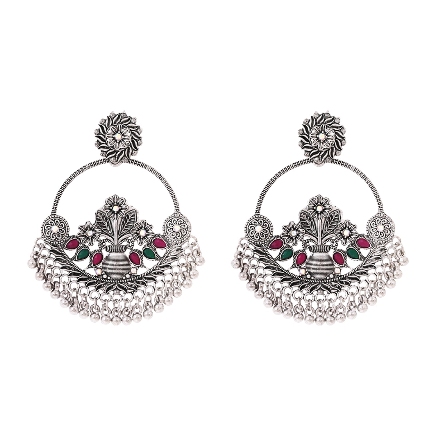 Phoolon Ka Jharokha – Oxidised Floral Earrings