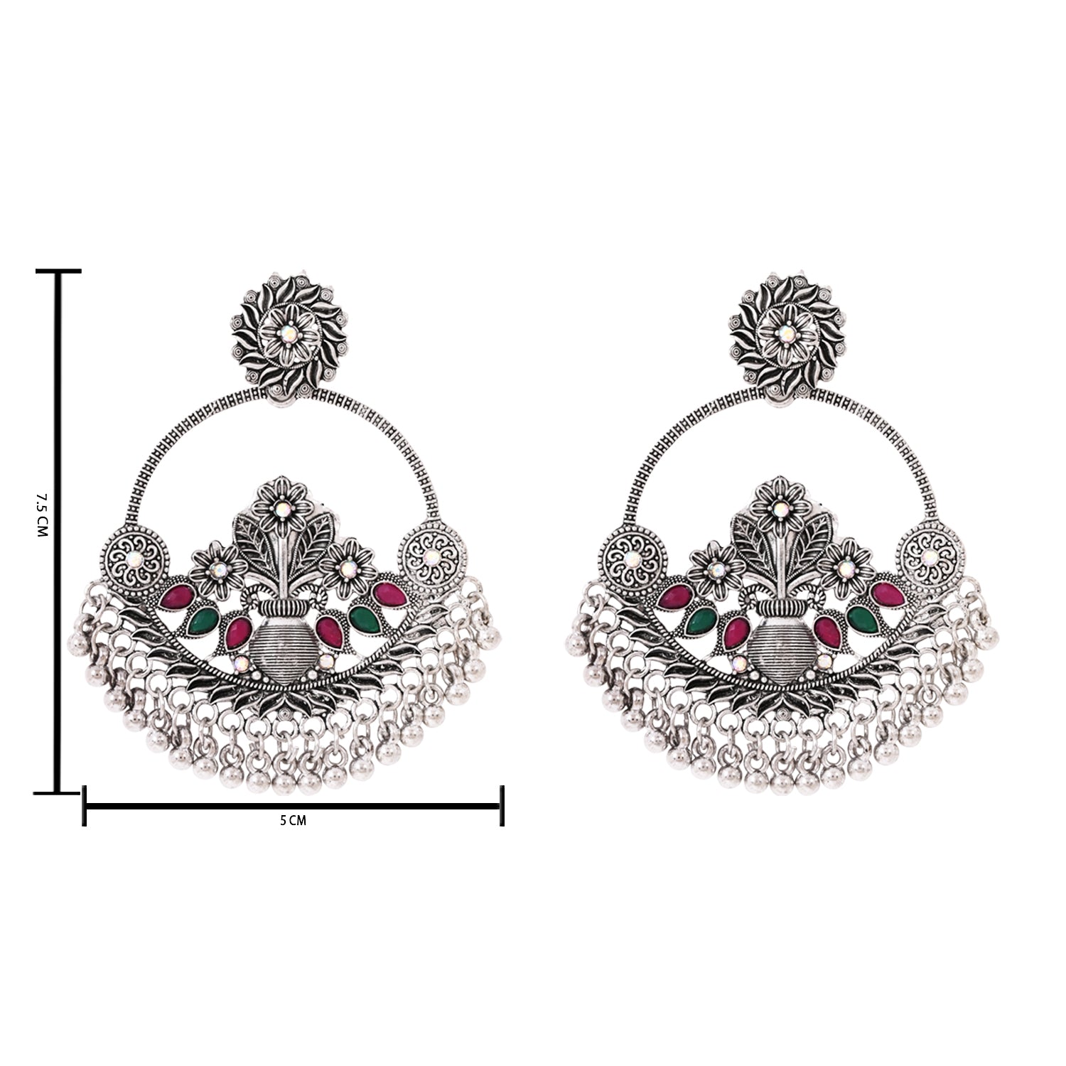 Phoolon Ka Jharokha – Oxidised Floral Earrings