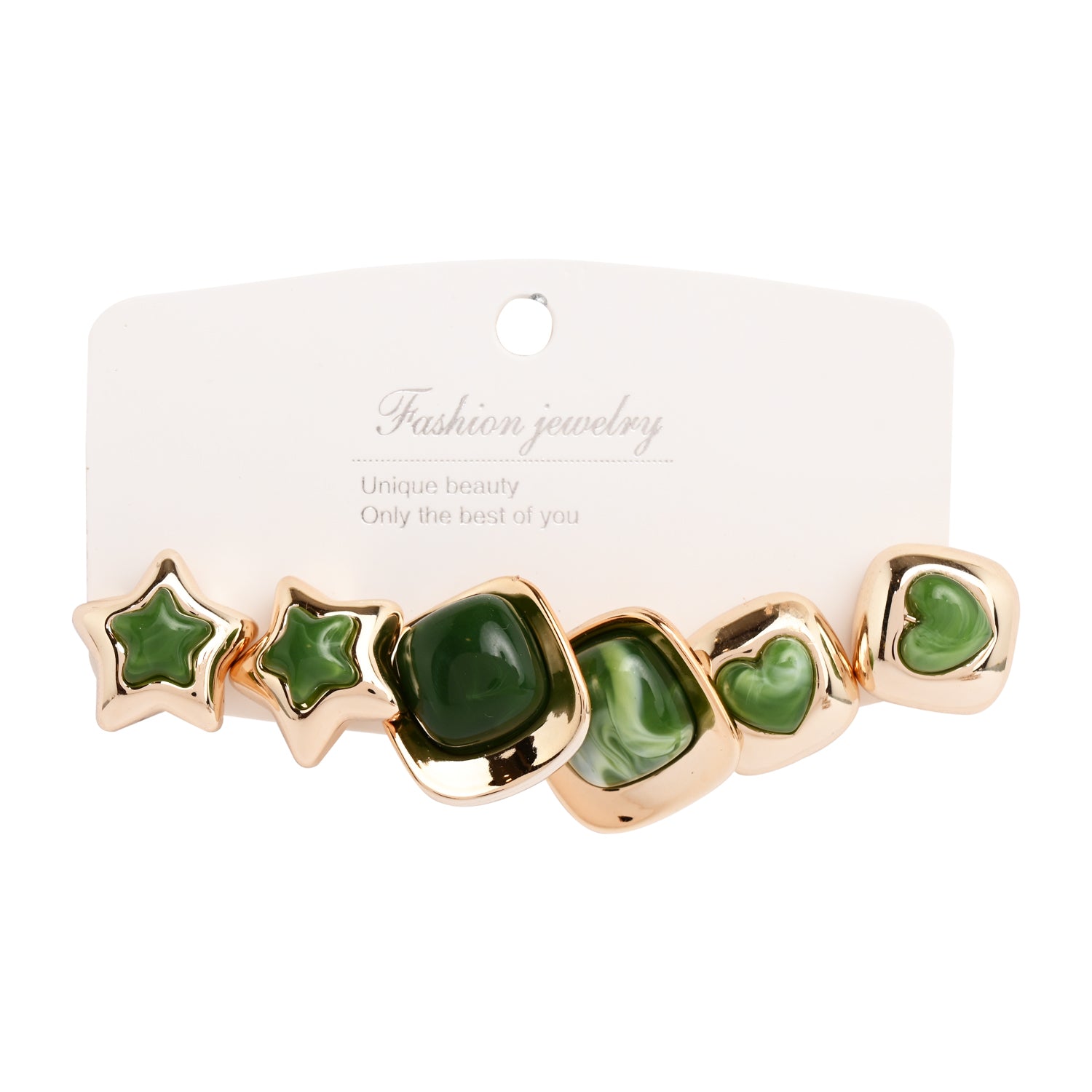 Green Pop – Set of 3 Quirky Enamel Stud Earrings