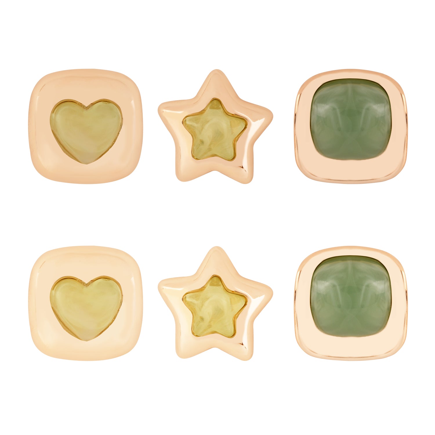Mint Green – Set of 3 Quirky Enamel Stud Earrings