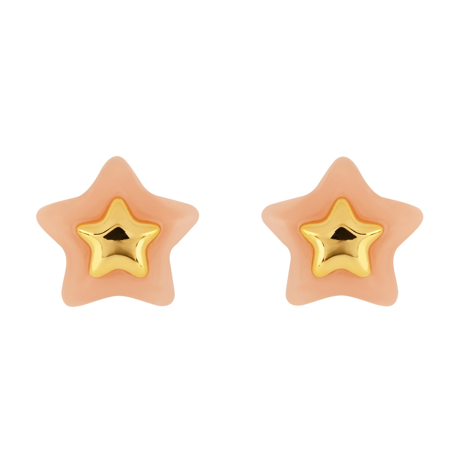 Peach Glow – Set of 3 Quirky Enamel Stud Earrings