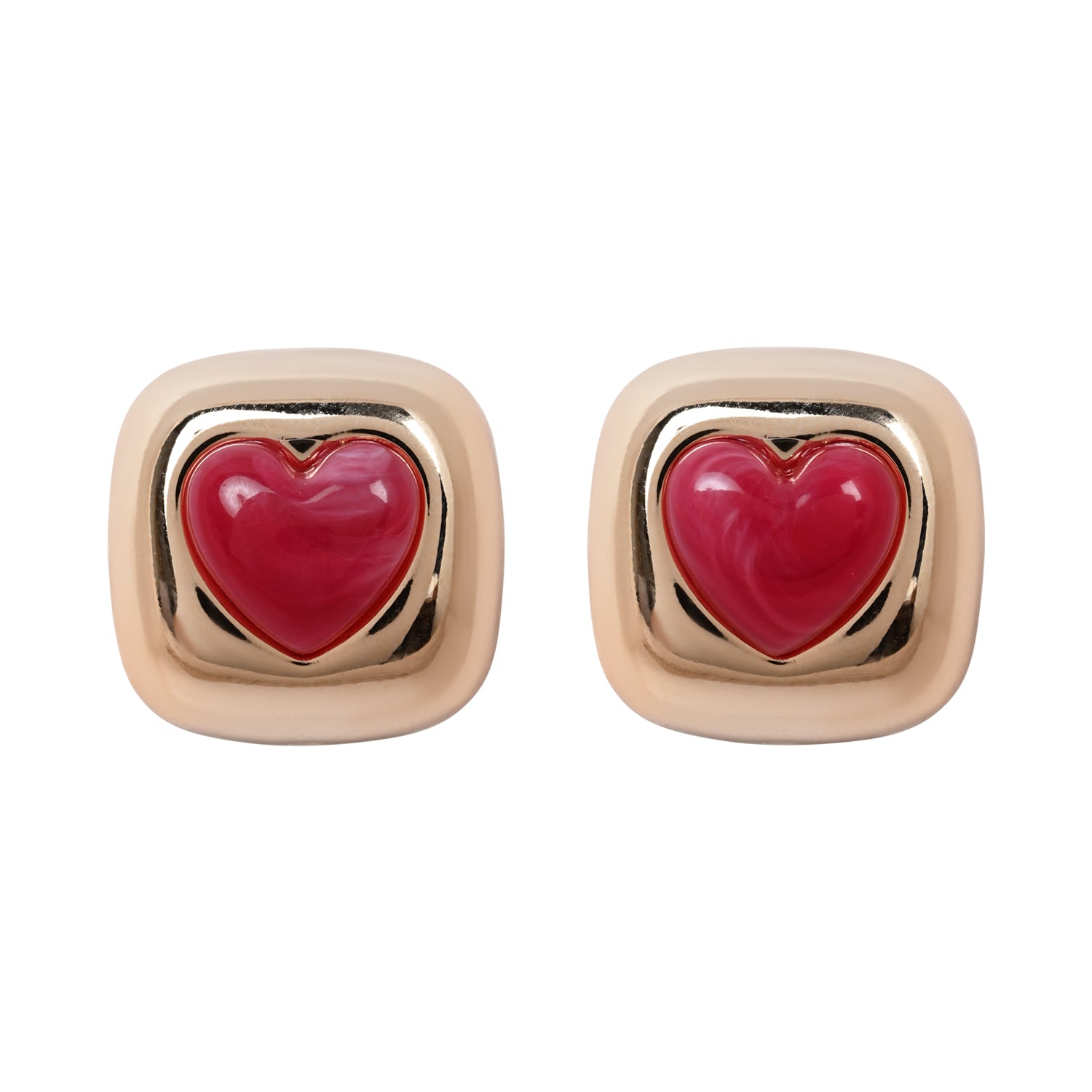 Berry Blush – Set of 3 Quirky Red Enamel Stud Earrings