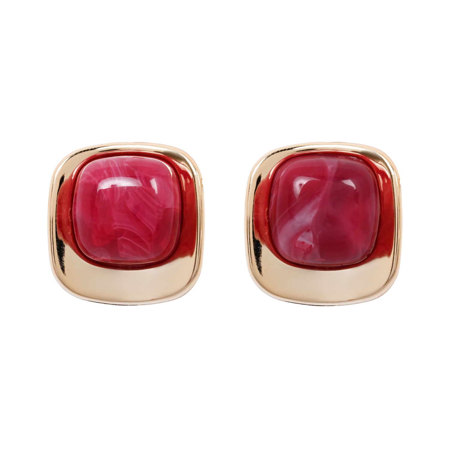Berry Blush – Set of 3 Quirky Red Enamel Stud Earrings