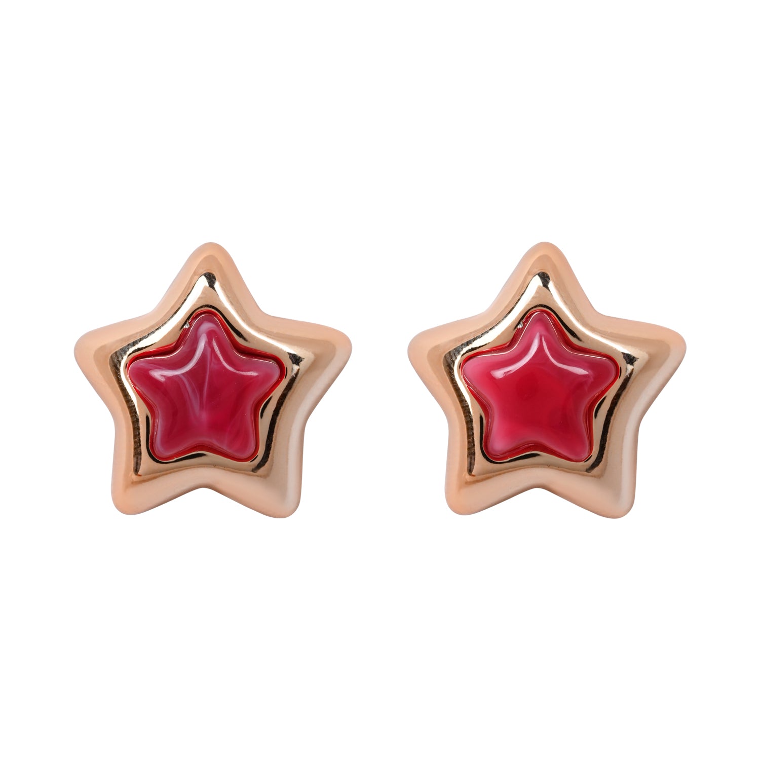 Berry Blush – Set of 3 Quirky Red Enamel Stud Earrings
