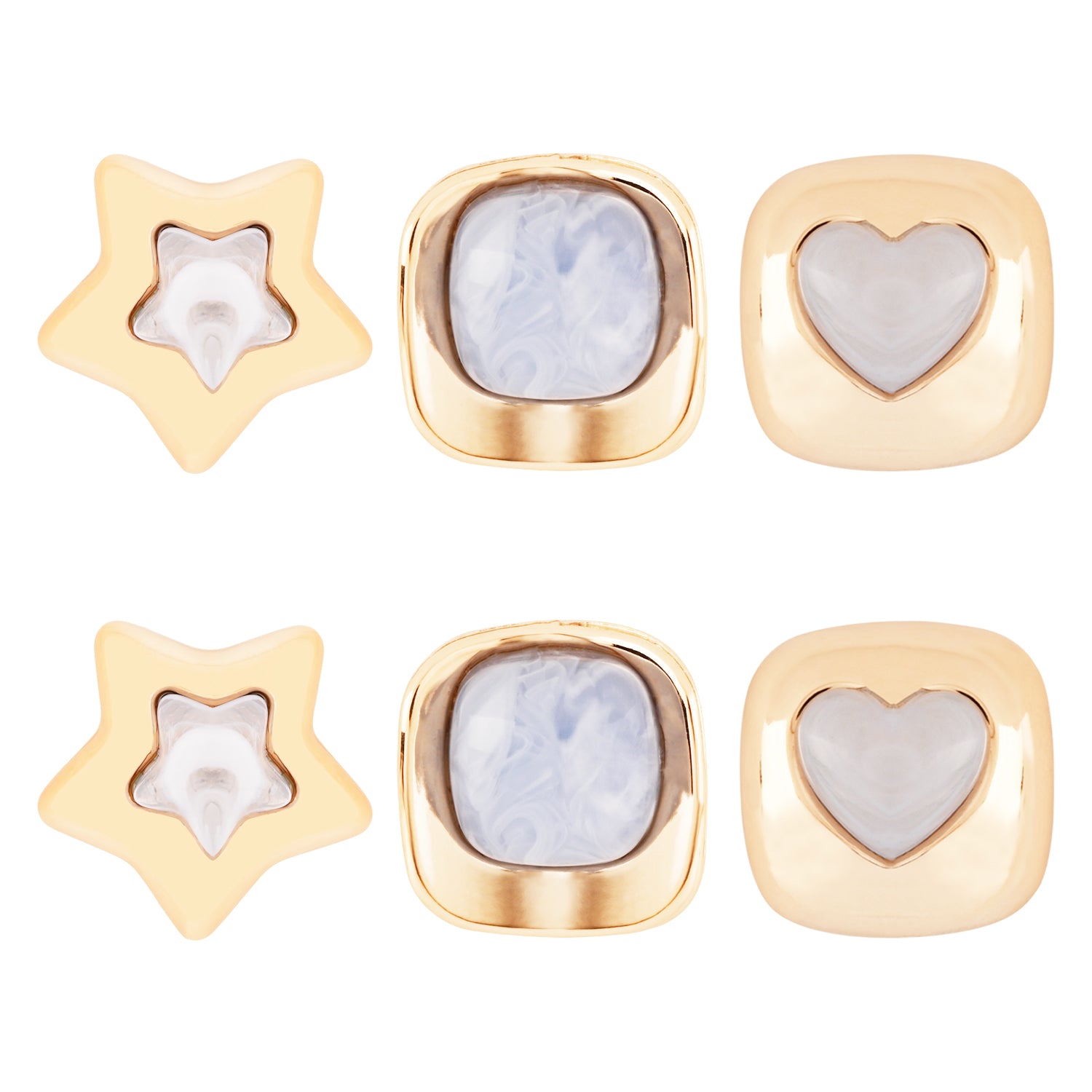 Blue Bliss – Set of 3 Quirky Enamel Stud Earrings