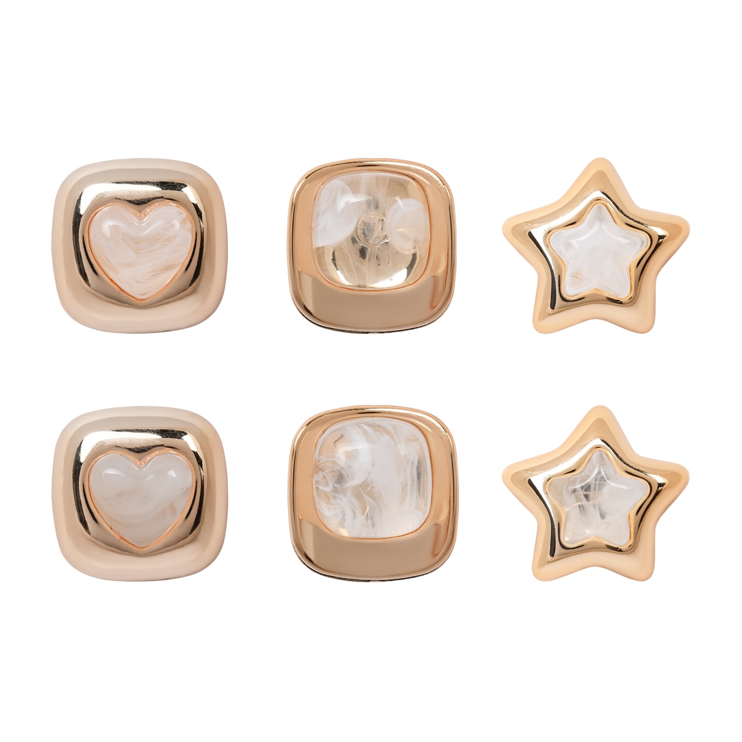 Frost Glaze – Set of 3 Quirky White Enamel Stud Earrings