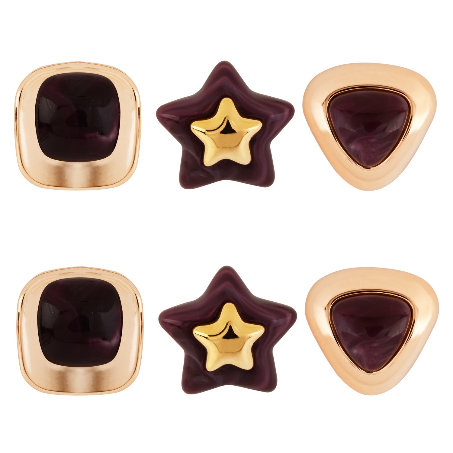 Wine Luxe – Set of 3 Quirky Enamel Stud Earrings