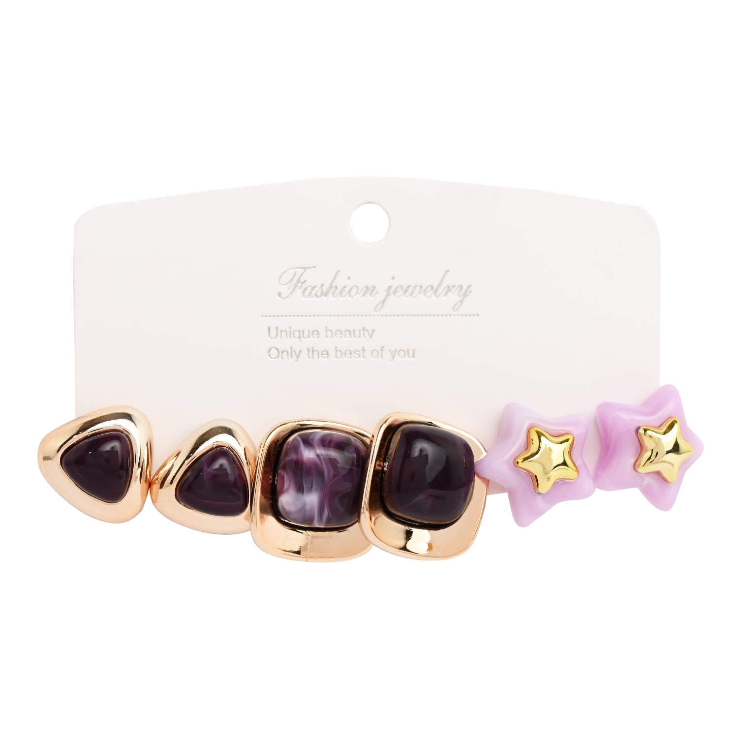 Lavender Dream – Set of 3 Quirky Enamel Stud Earrings