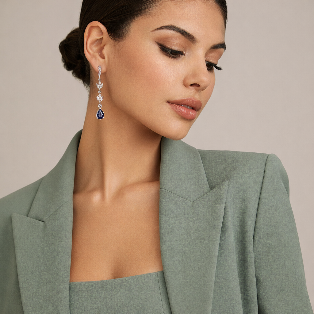 Ayira - Silver Blue Earrings