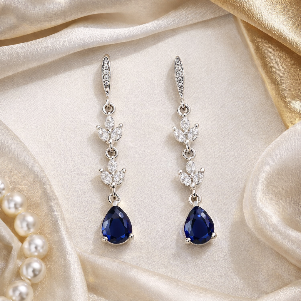 Ayira - Silver Blue Earrings