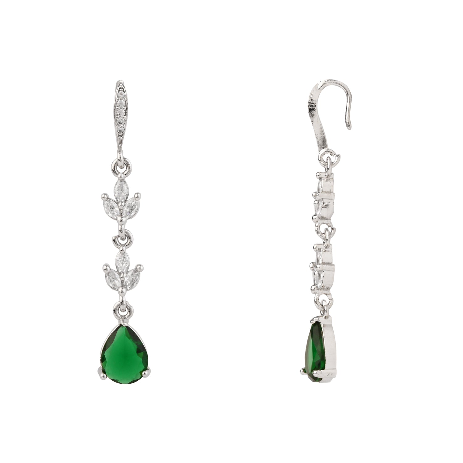 Ayira - Silver Green Earrings
