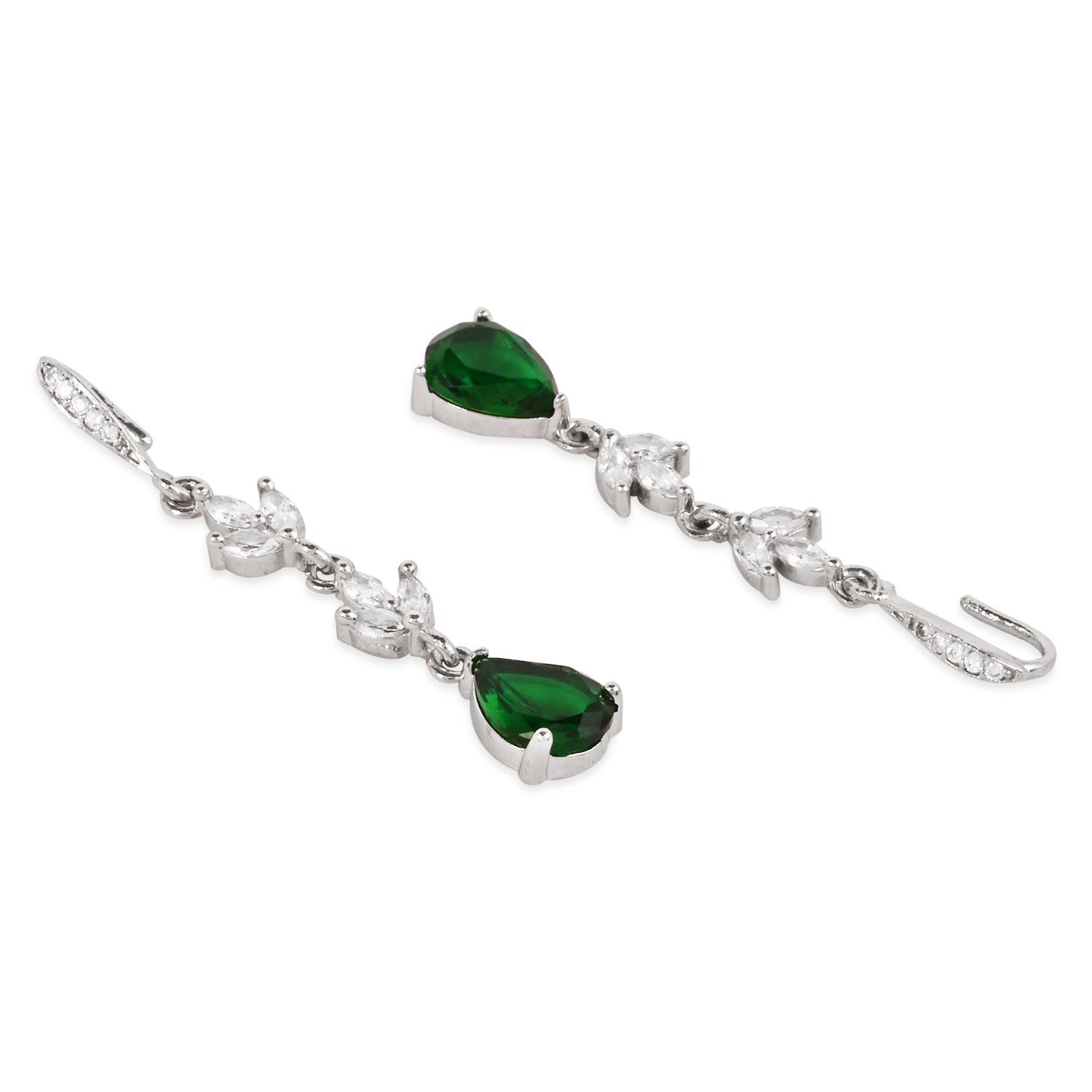Ayira - Silver Green Earrings