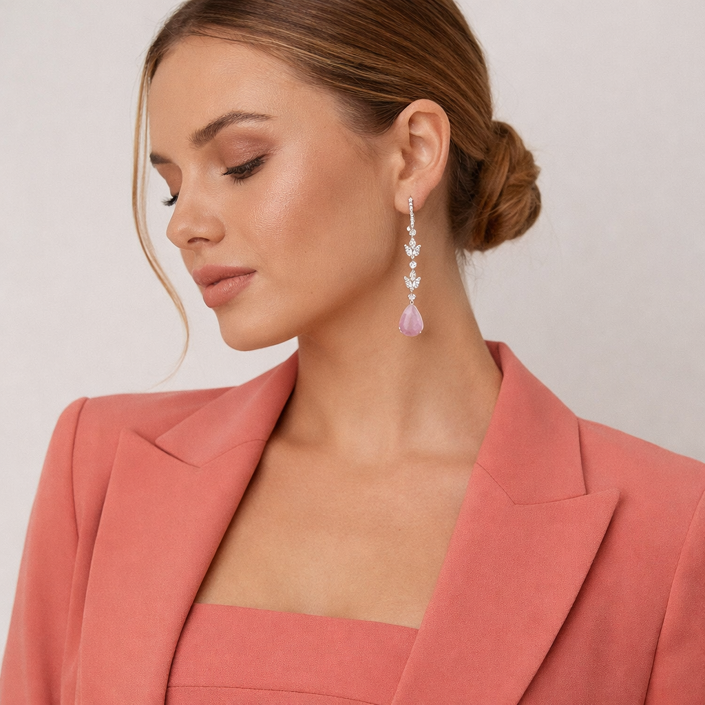 Ayira - Silver Pink Earrings