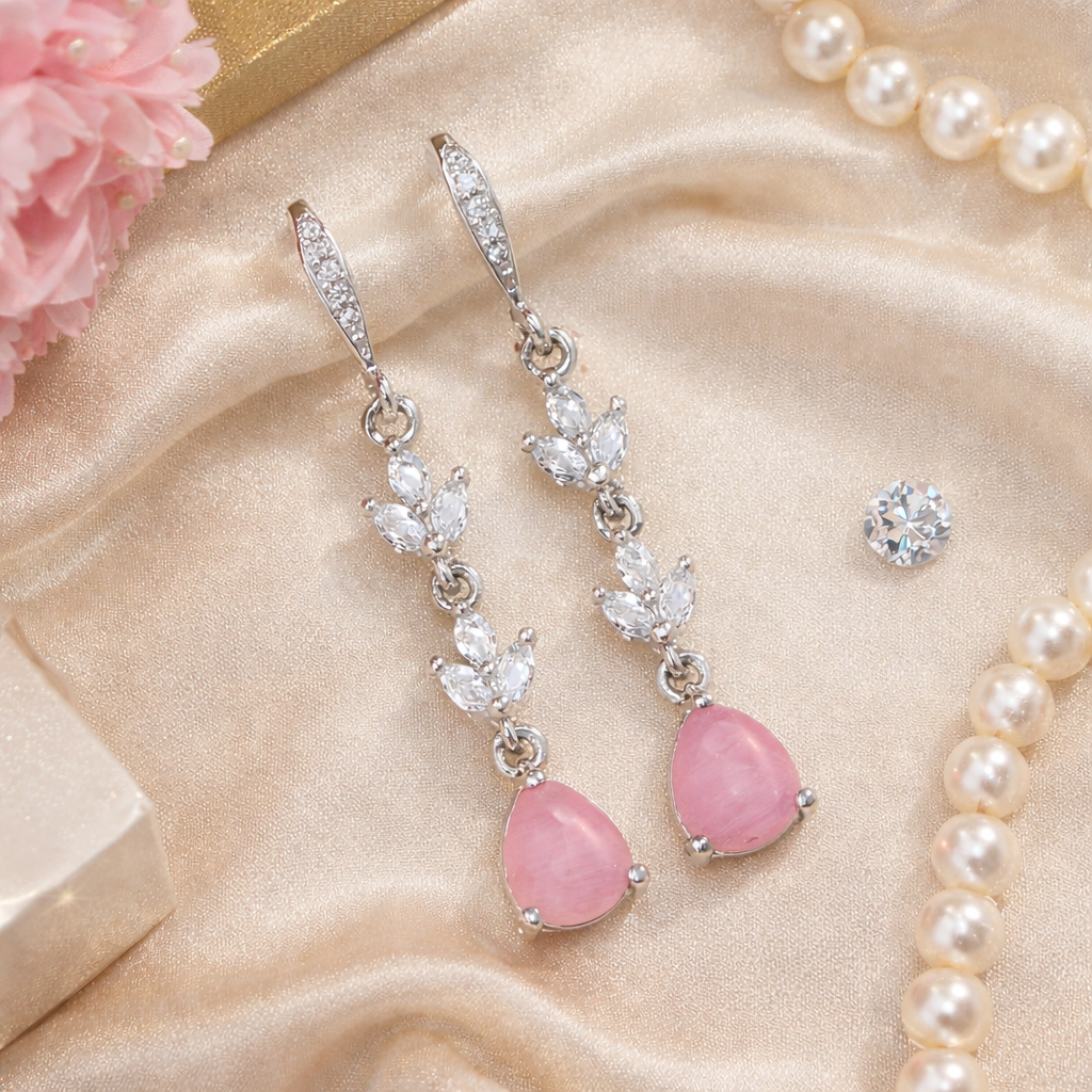 Ayira - Silver Pink Earrings