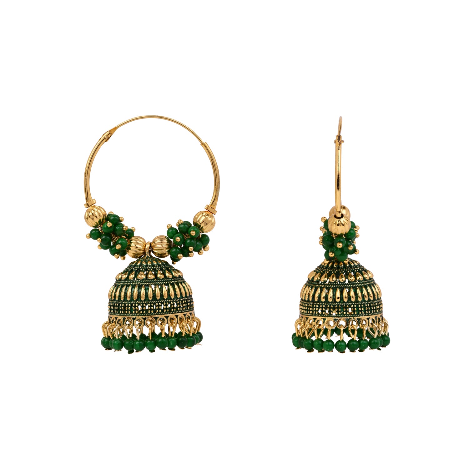 Traditional Hoop Jhumka Earrings with Beaded Detailing