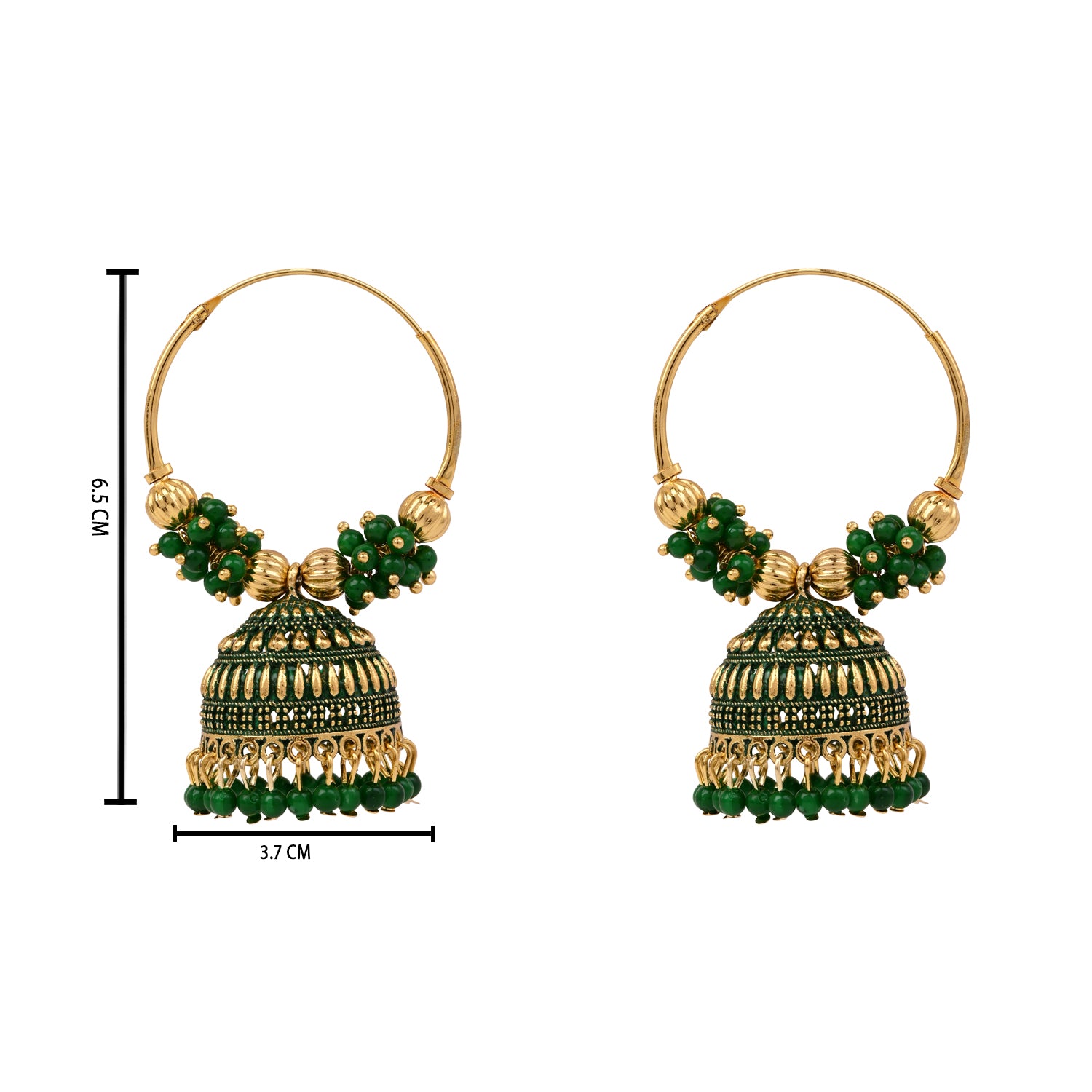 Traditional Hoop Jhumka Earrings with Beaded Detailing