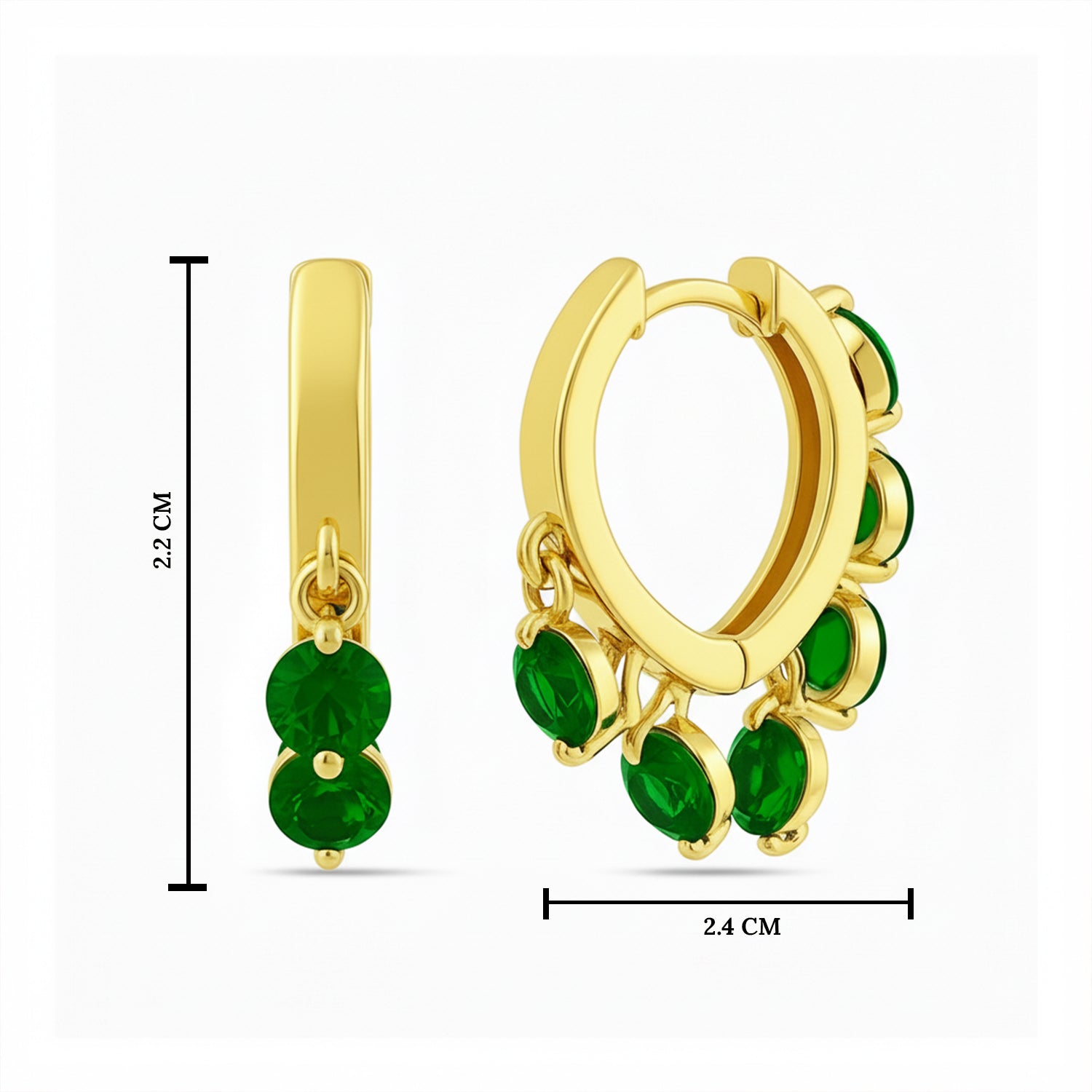 Sarvya -Mini Hoop Earrings with Emerald Inspired Stones