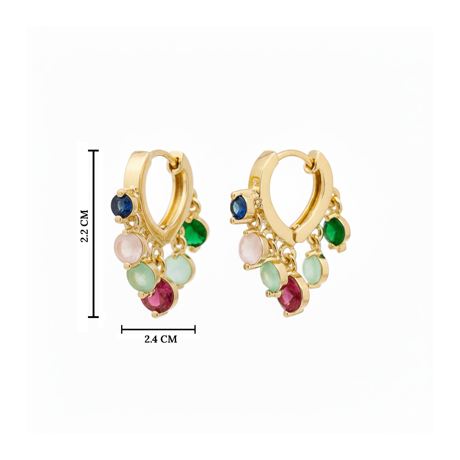 Sarvya - Multicolor Stone Hoop Earrings