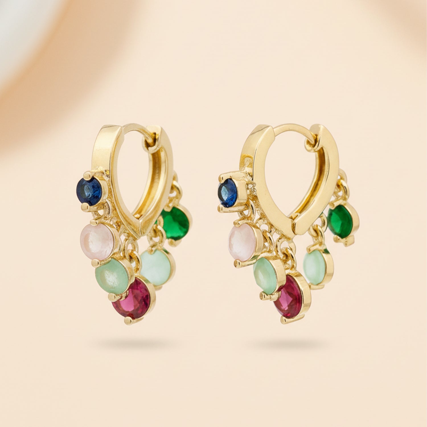 Sarvya - Multicolor Stone Hoop Earrings
