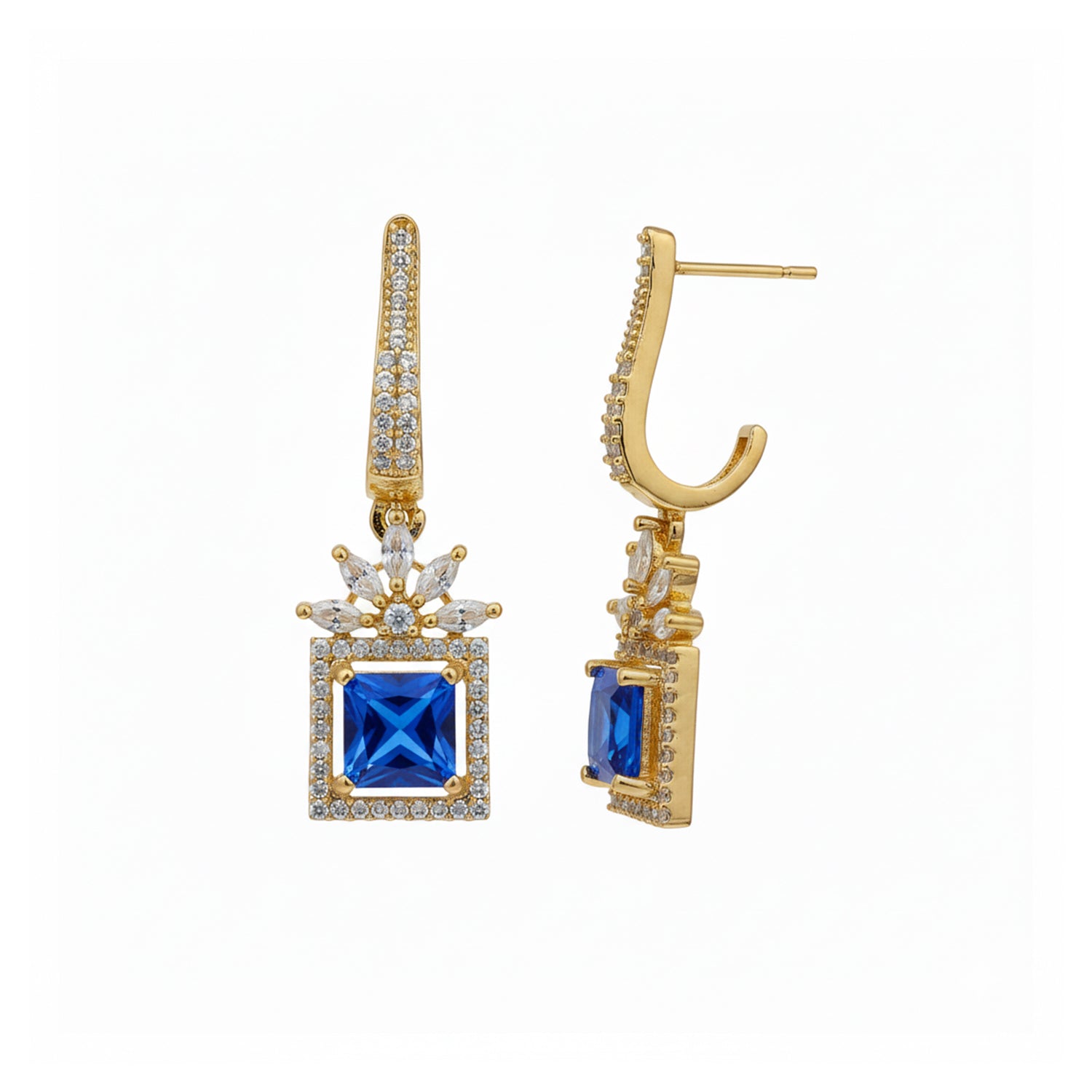 Mireya - Earrings with Blue Style Square Stones