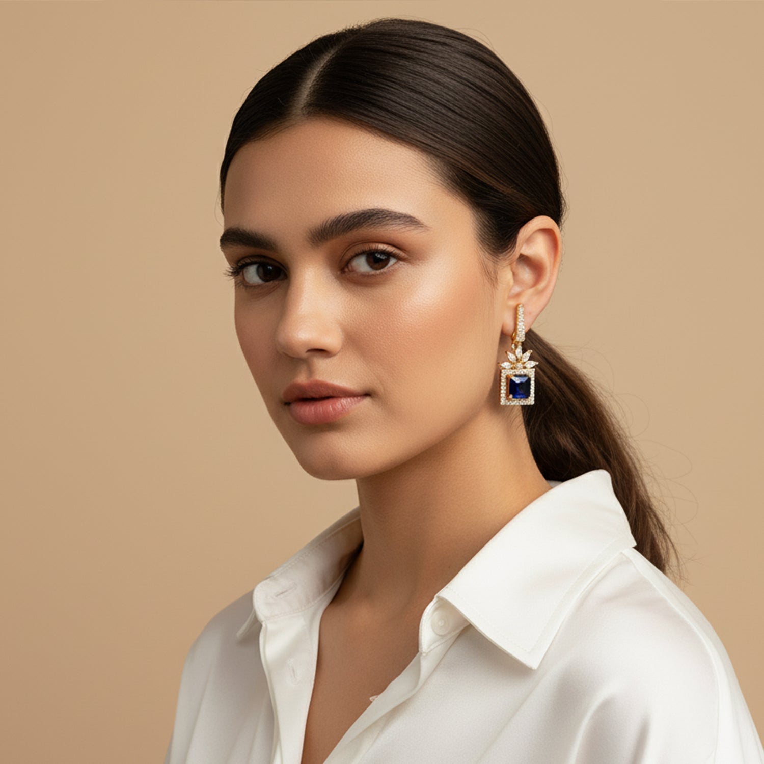 Mireya - Earrings with Blue Style Square Stones