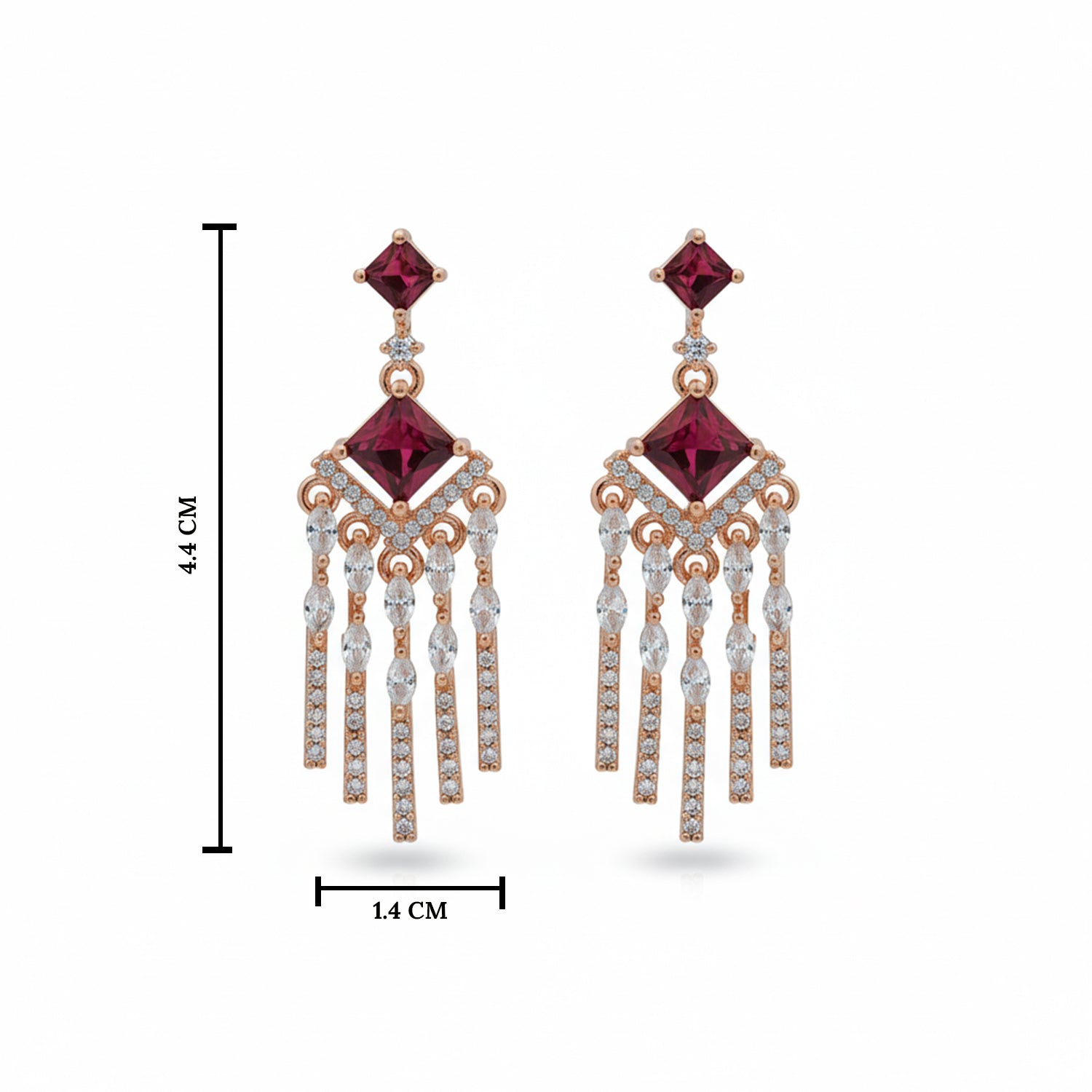 Aarvika - American Diamond Earrings with Ruby & Emerald Style Stones