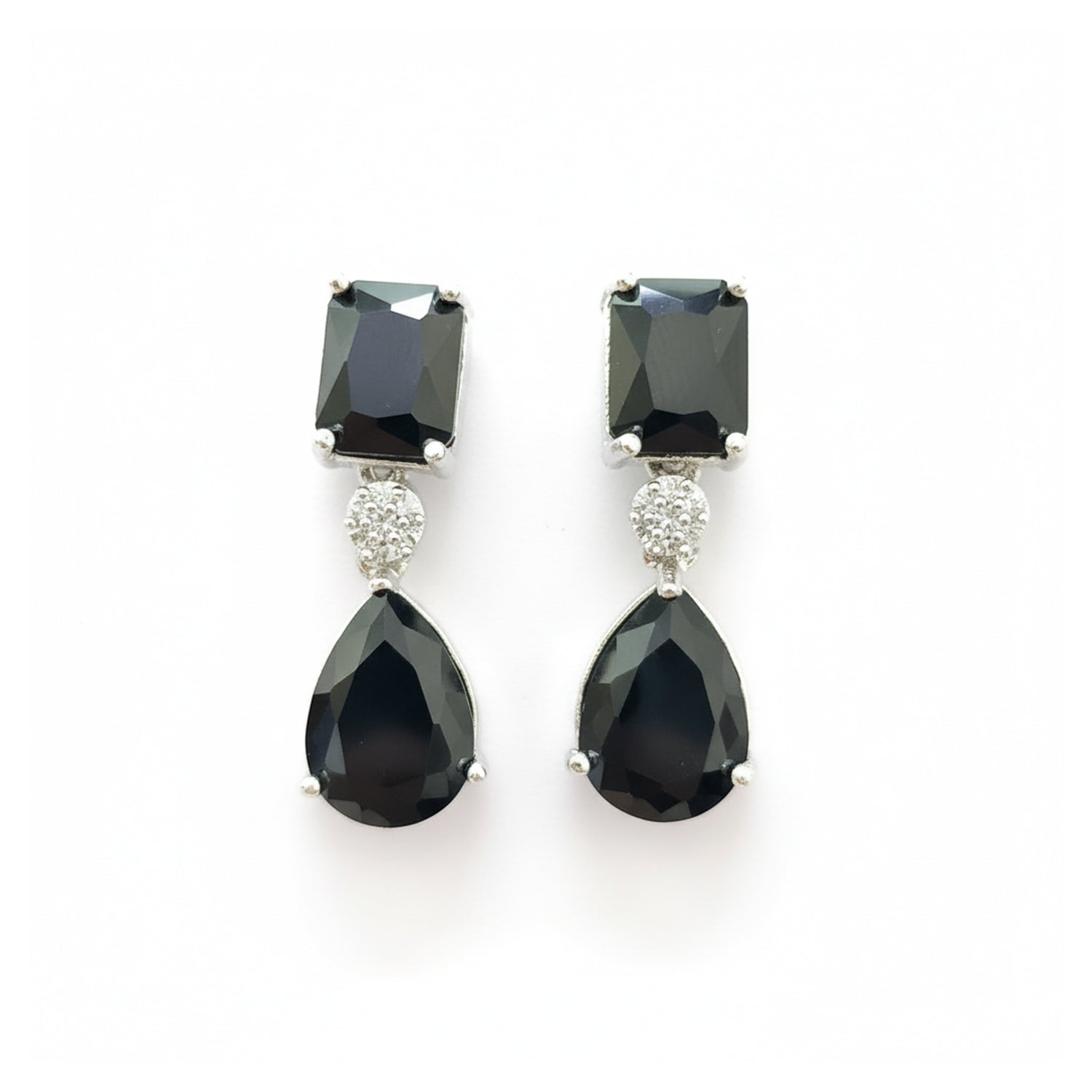 Lia Silver Black Earrings