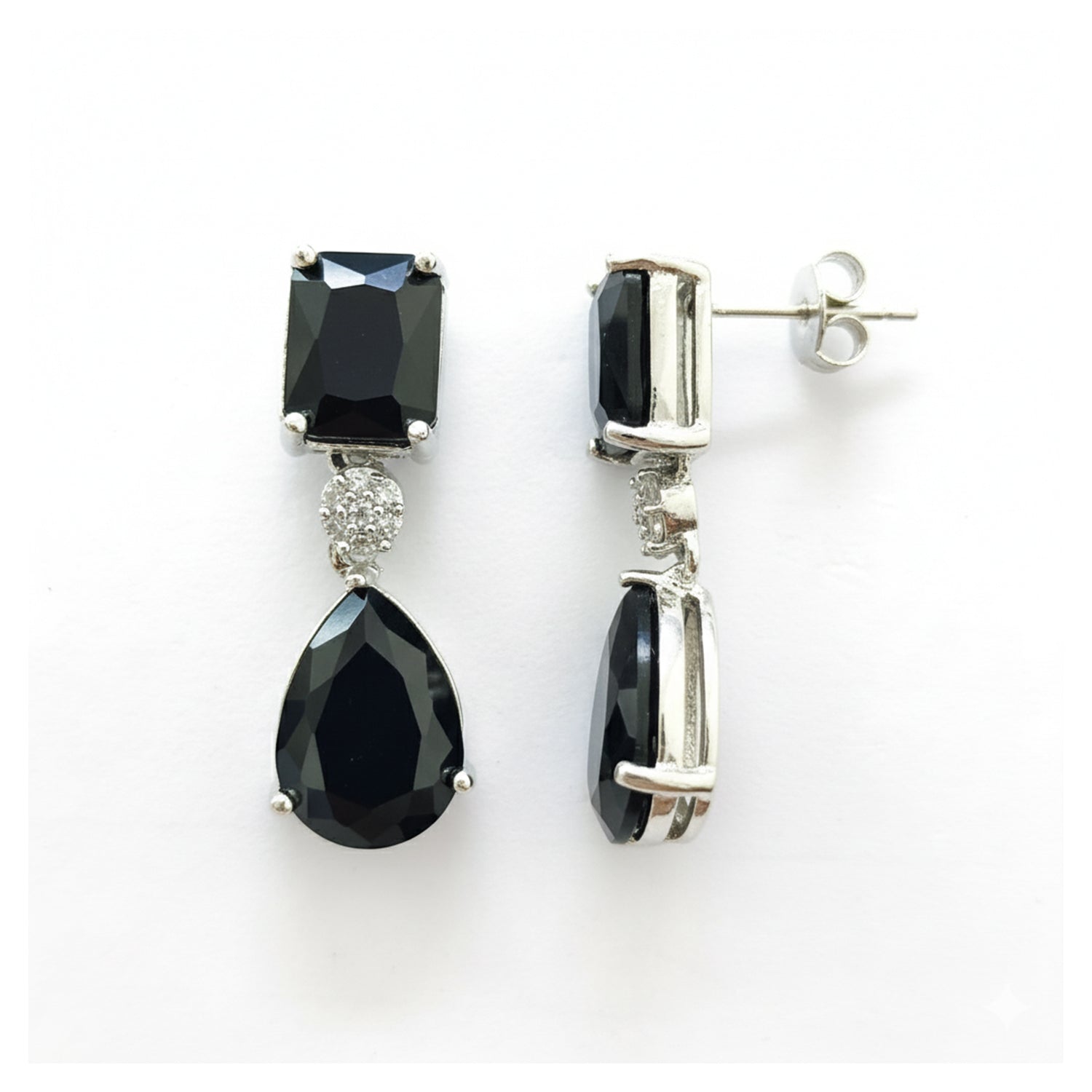 Lia Silver Black Earrings